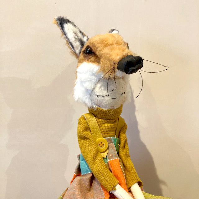 Fox in Check Dress Sculpture