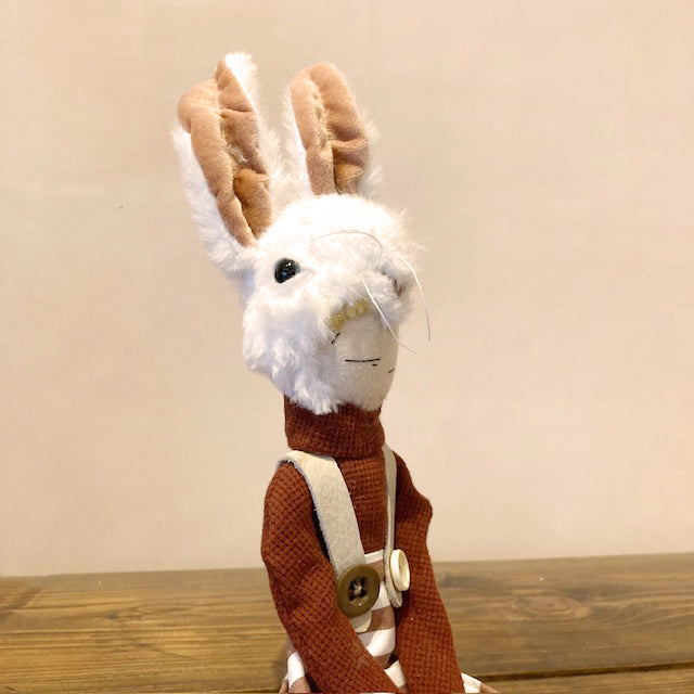 White Rabbit in Stripe Jumpsuit Sculpture