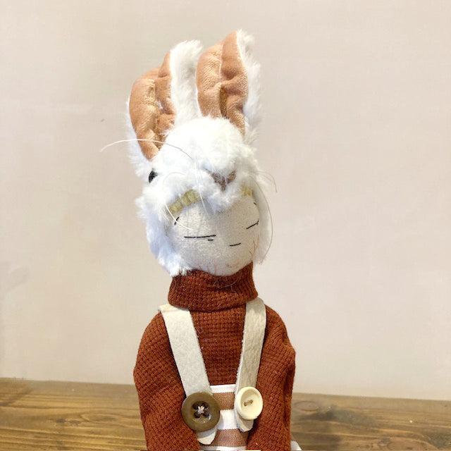 White Rabbit in Stripe Jumpsuit Sculpture