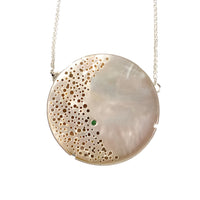 Mother of Pearl Erosion Necklace with Tsavorite Stone