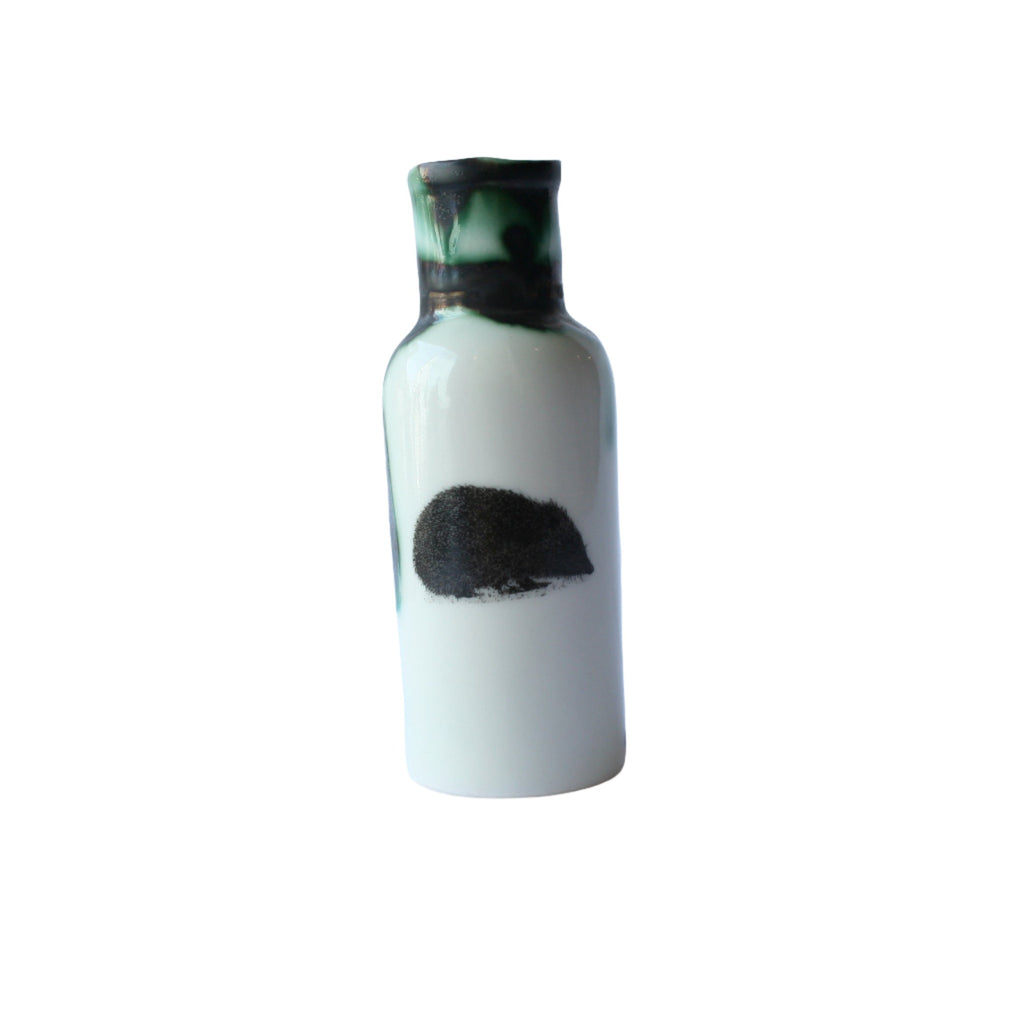 Porcelain Apothecary Bottle with Hedgehog