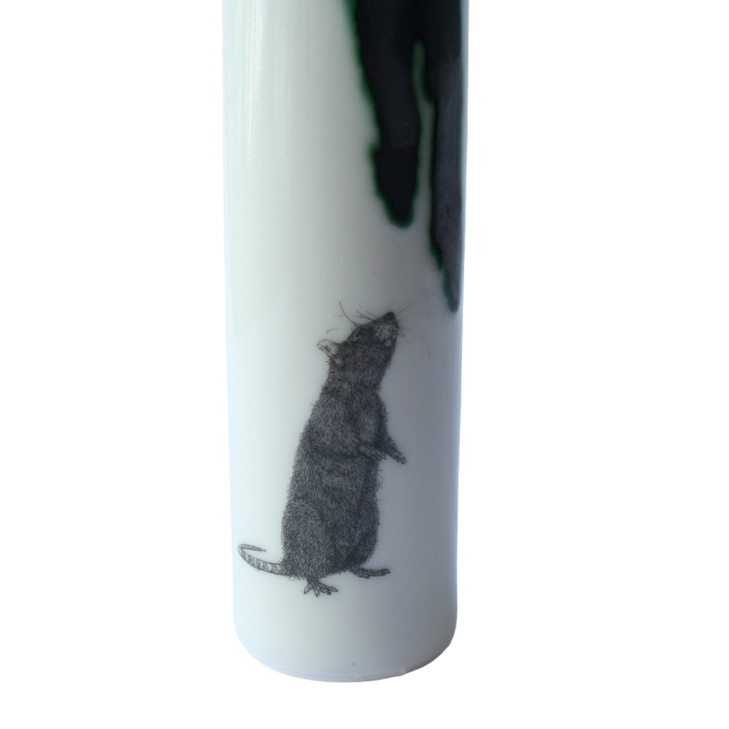 Long Porcelain Bottle with Rat