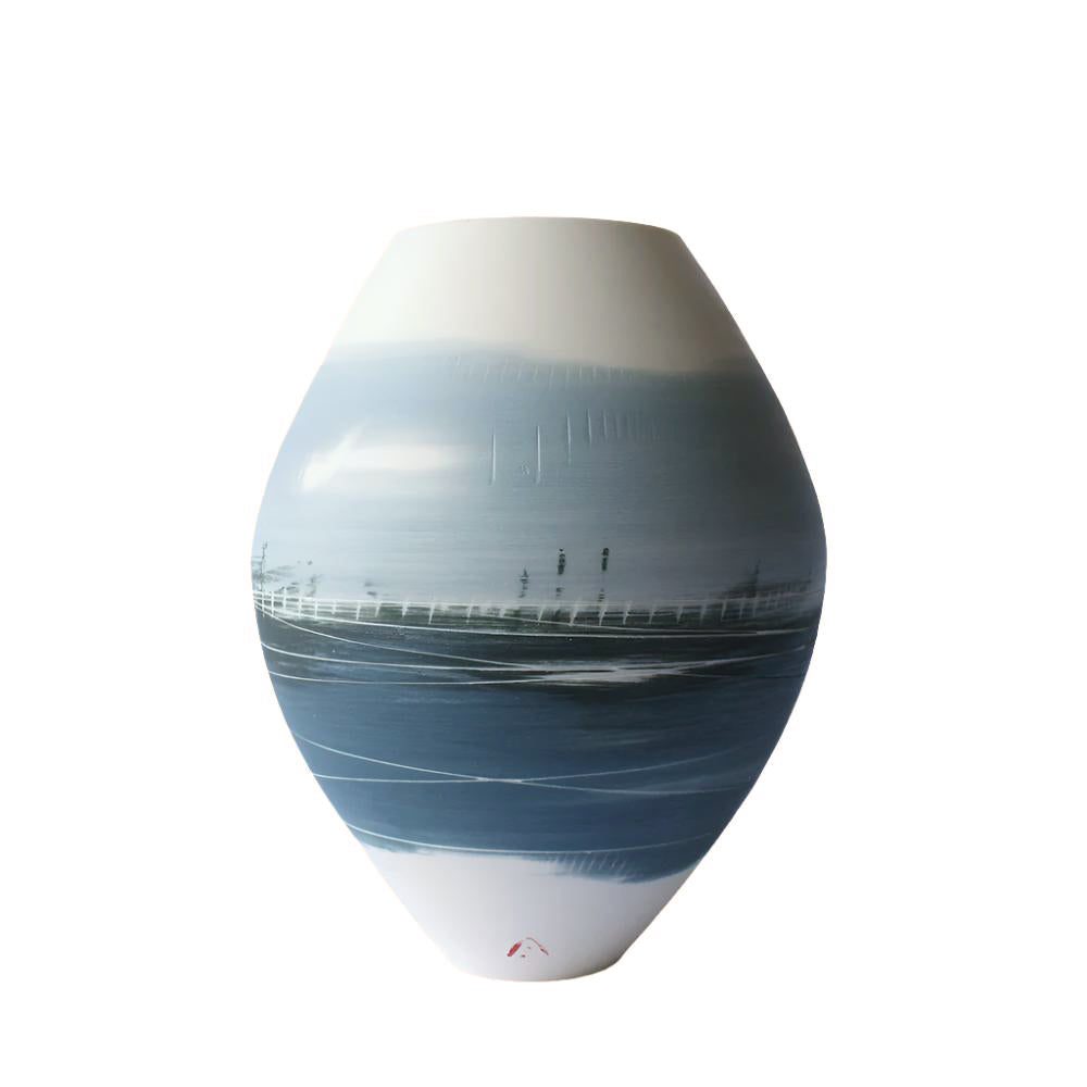 Oval Vase in Blue Scene