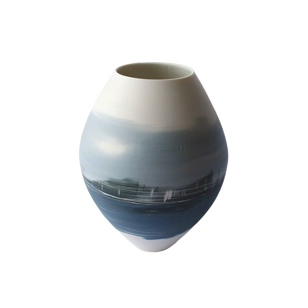 Oval Vase in Blue Scene