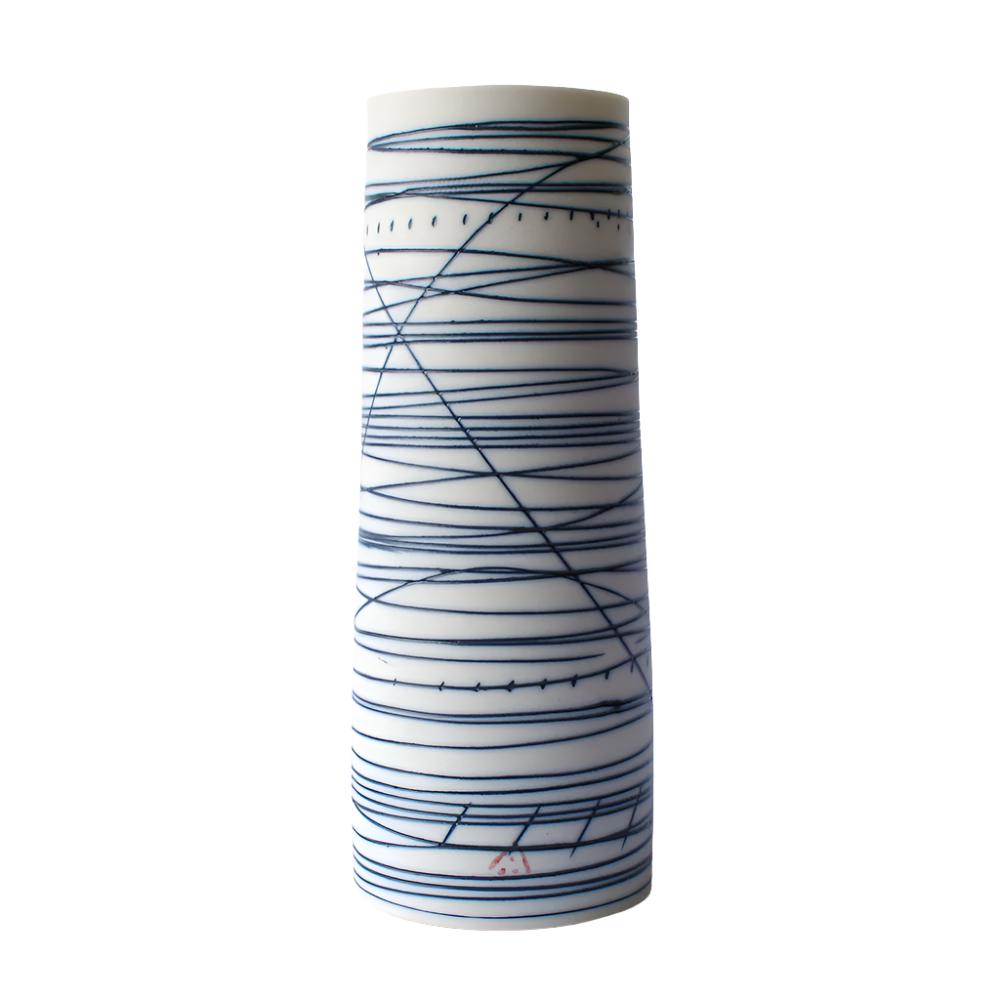 Cylinder Vase in Blue Lines