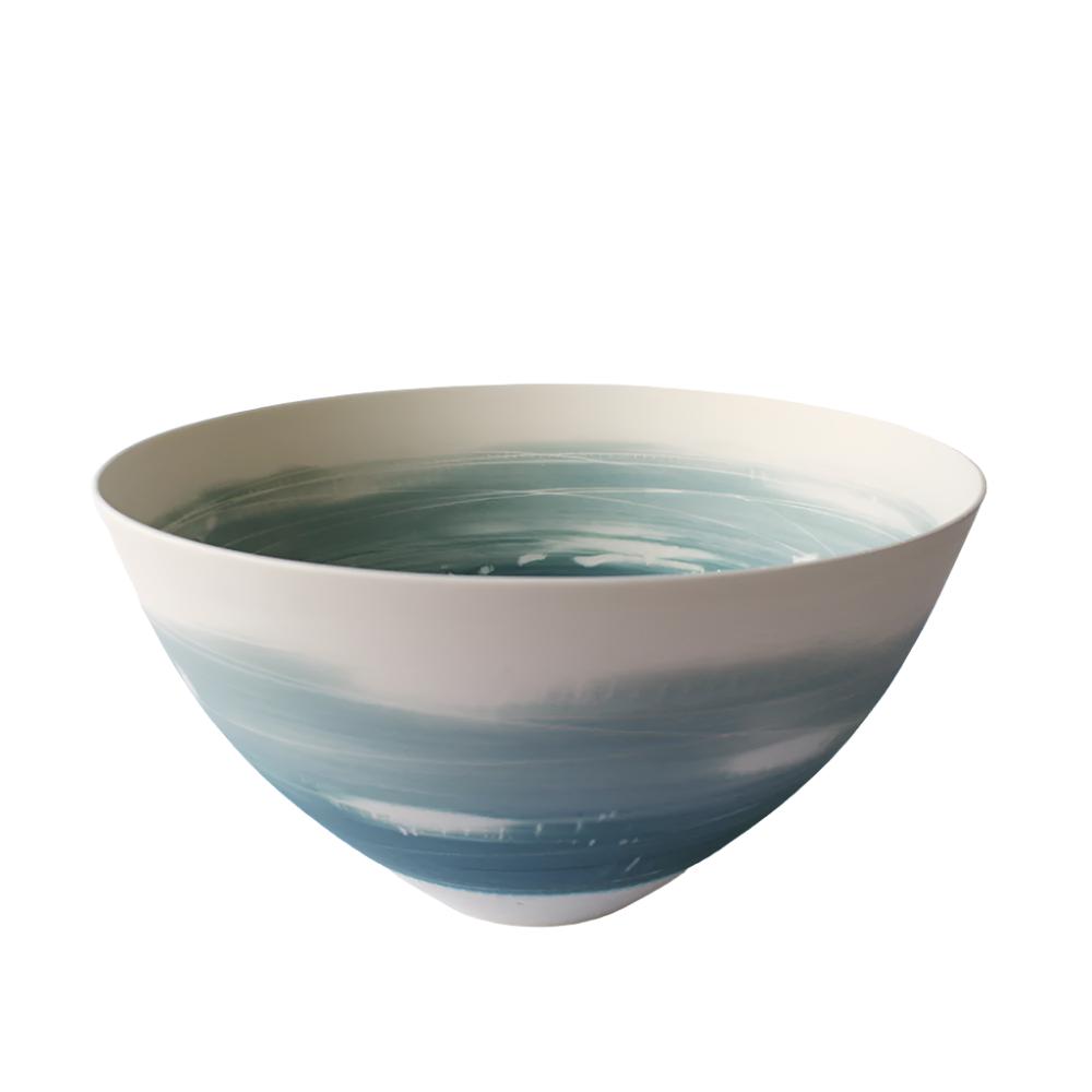 Small Serving Bowl in Two Teals