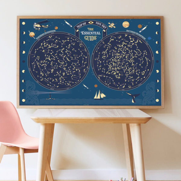 Poppik Skymap Sticker Poster with Glow in the Dark Stars