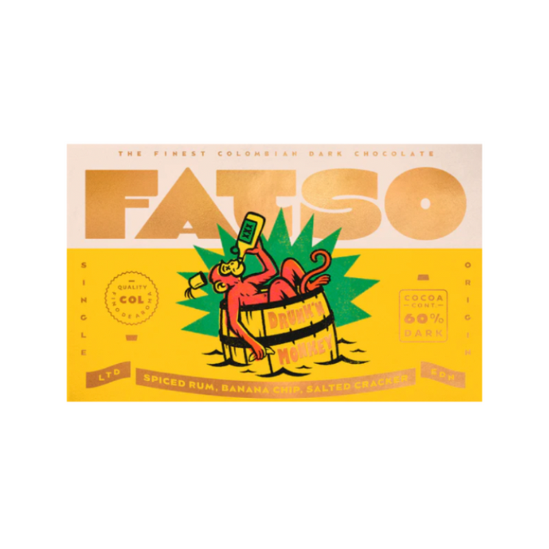 DRUNK'N MONKEY- Spiced Rum, Banana Chip and Salted Cracker Dark Chocolate Bar