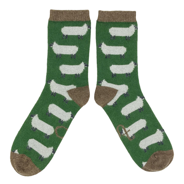 Mens Green Sheep Lambswool Socks
