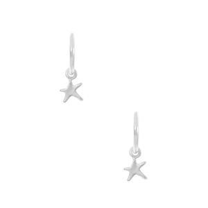 Mini Hoops with Star Charm, Silver