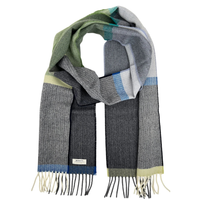 Navy, Green and Smoke Wool Scarf
