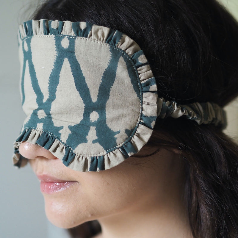 Indian Teal Blockprint Eye Mask
