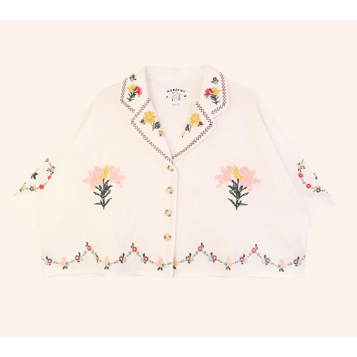 Penstemon Shirt with Multi Coloured Embroidery