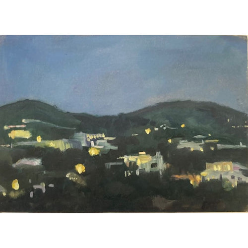 'Paros Dusk 2' Oil on Board, Framed