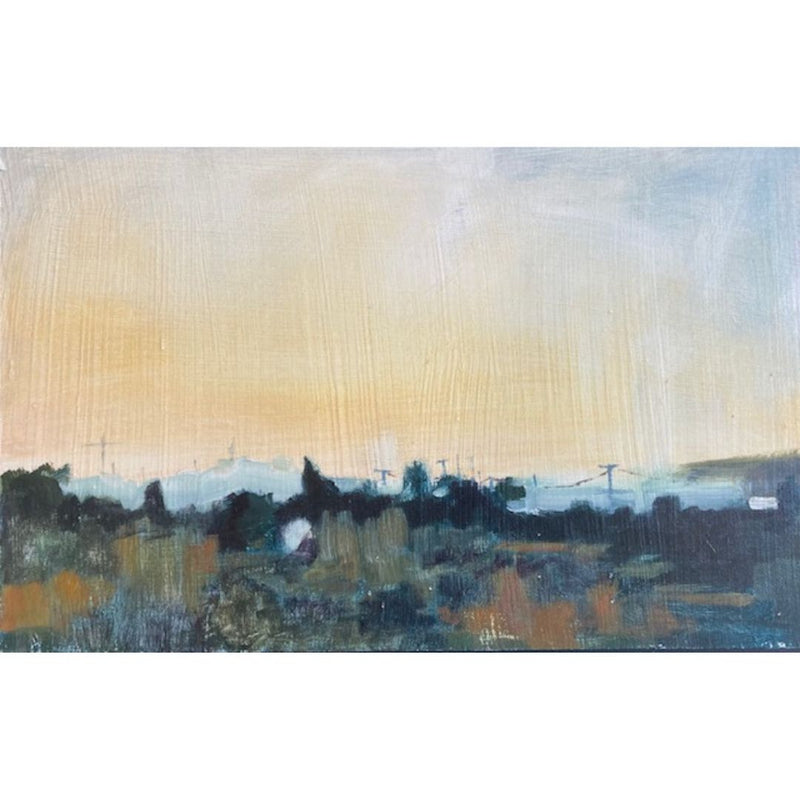 'Paros Dusk' Oil on Board, Framed