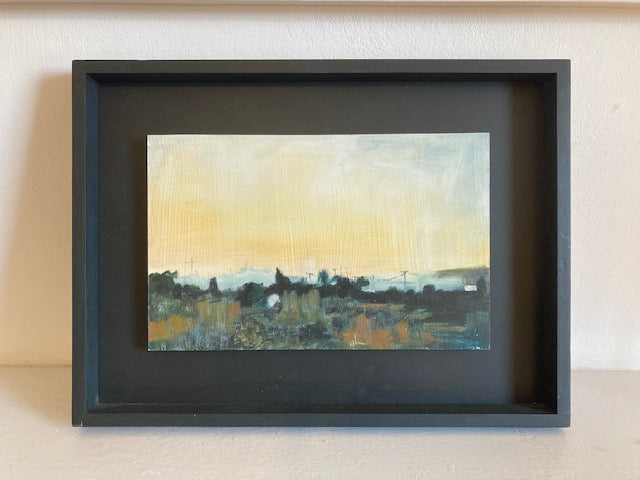 'Paros Dusk' Oil on Board, Framed