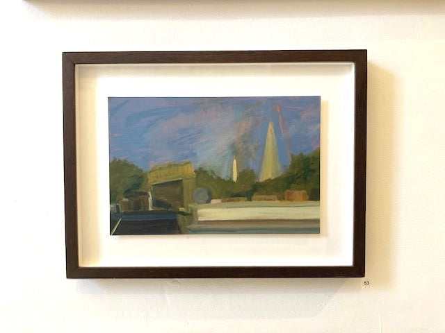 'Paros Night I' Oil on Board, Framed