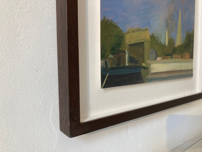 'Paros Night I' Oil on Board, Framed