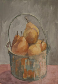 'Pears in a Painters Pail', Oil Painting, Framed