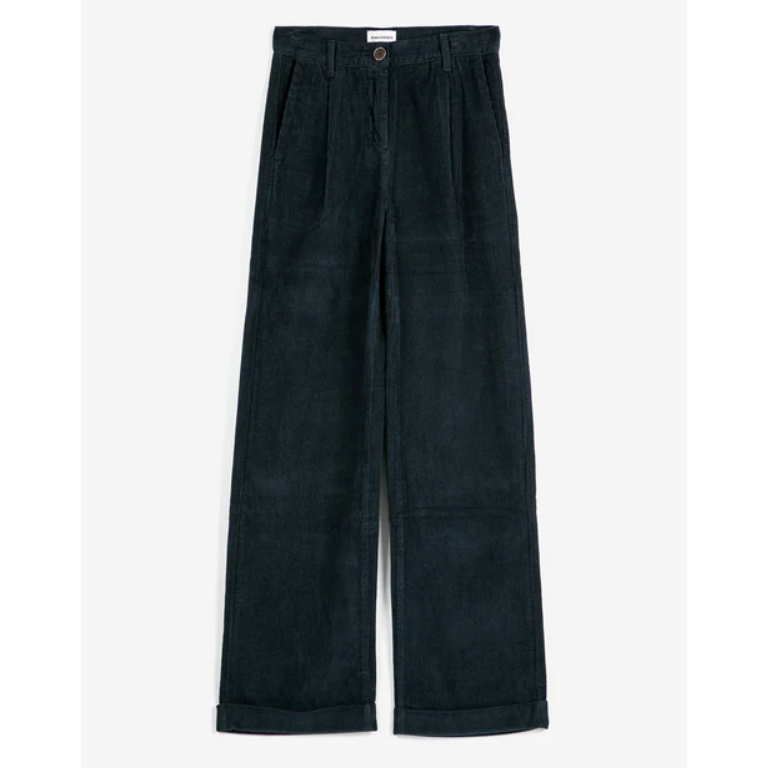 Pleated Corduroy Trousers - Midnight Blue