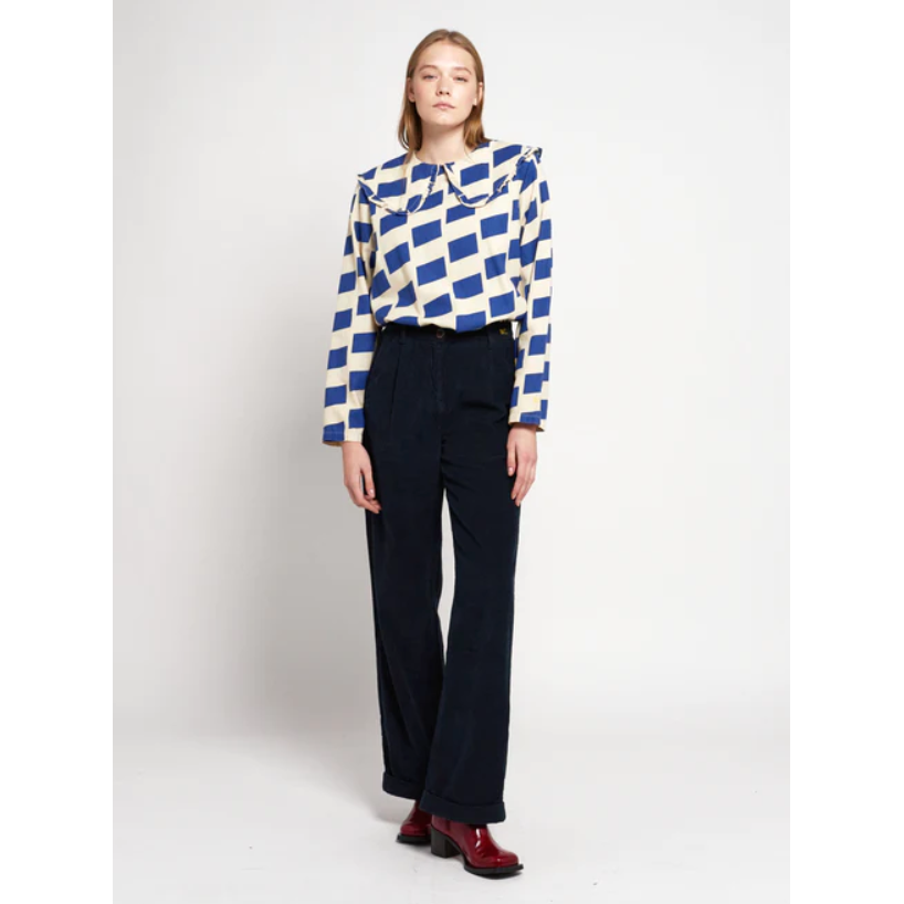 Pleated Corduroy Trousers - Midnight Blue