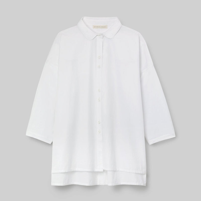 Reese Organic Cotton Jersey and Poplin Shirt in White