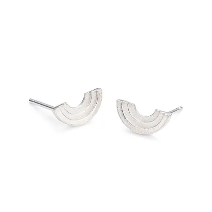 Silver Opis Semi Circle Stud Earrings