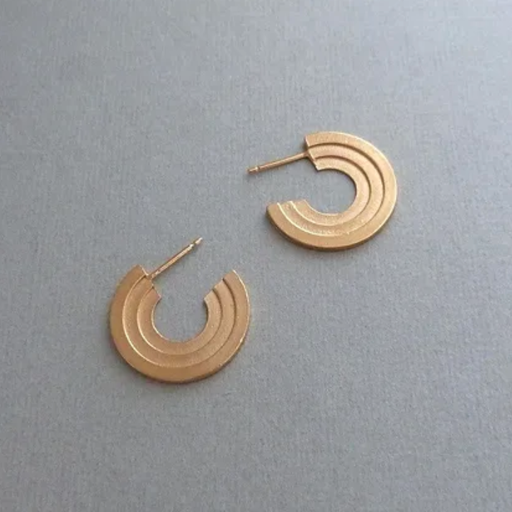 Vesta Midi Hoop Earrings, Gold Plated