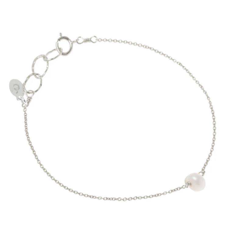 Single Pearl Bracelet, Silver