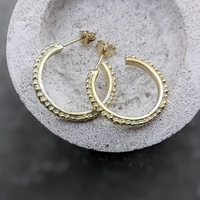 Medium Pebble Hoops, Gold Plated