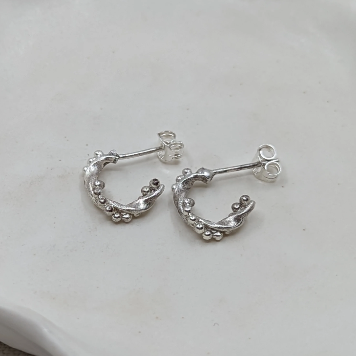 Small Twisted Hoops, Silver