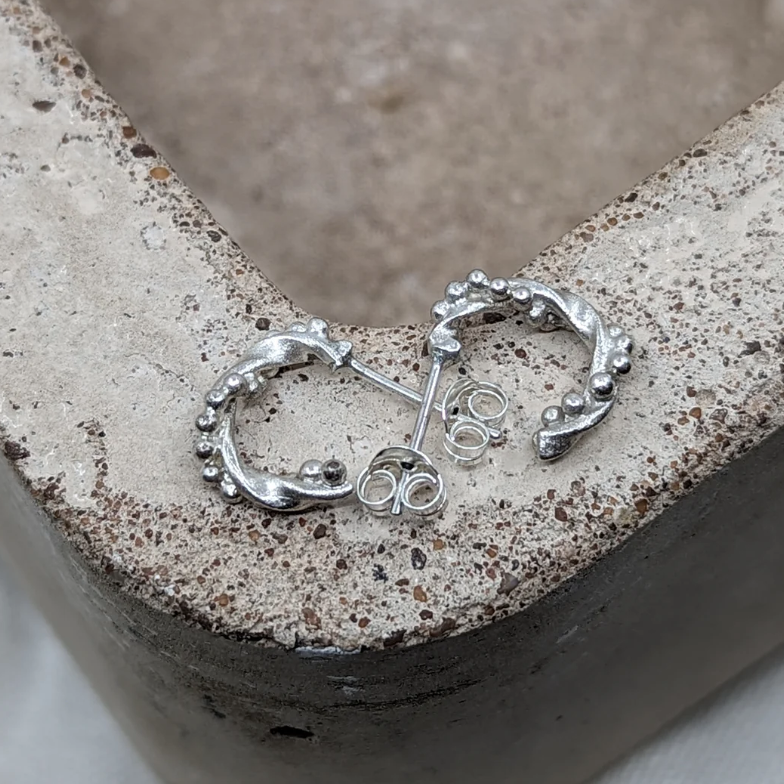 Small Twisted Hoops, Silver