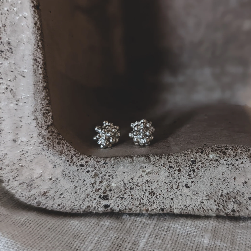 Sea Urchin Studs, Silver