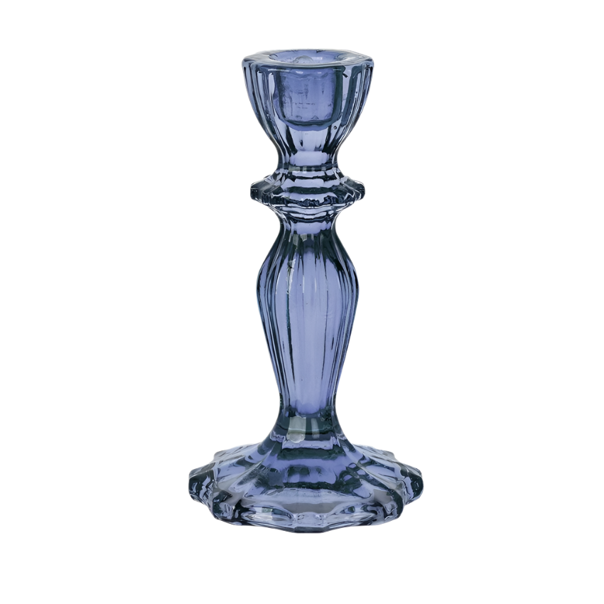 Glass Candle Holder in Navy