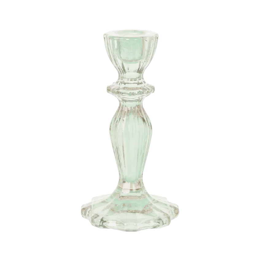 Glass Candle Holder in Pale Green