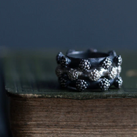 Cauliflower Trio Ring, Silver and Oxidised Silver