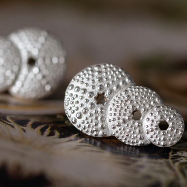 Urchin Earrings, Silver