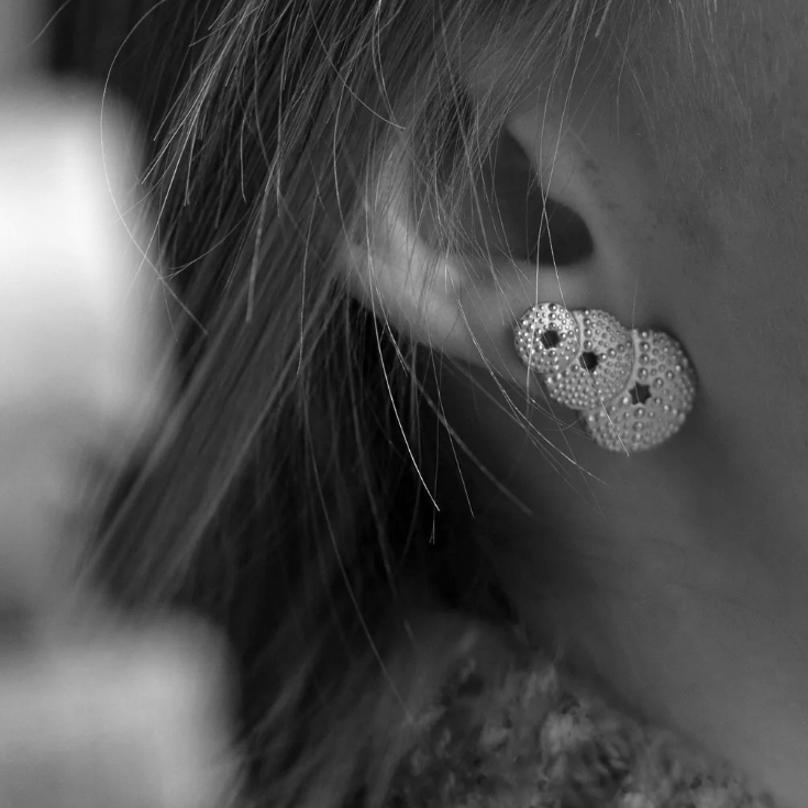 Urchin Earrings, Silver