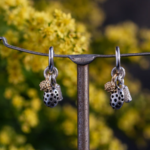 Trio Pod Hoop Earrings, Silver and Oxidised Silver