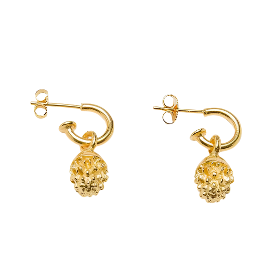 Acorn Hoop Earrings, Gold Plated