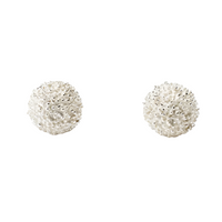 Snowball Stud Earrings, Silver