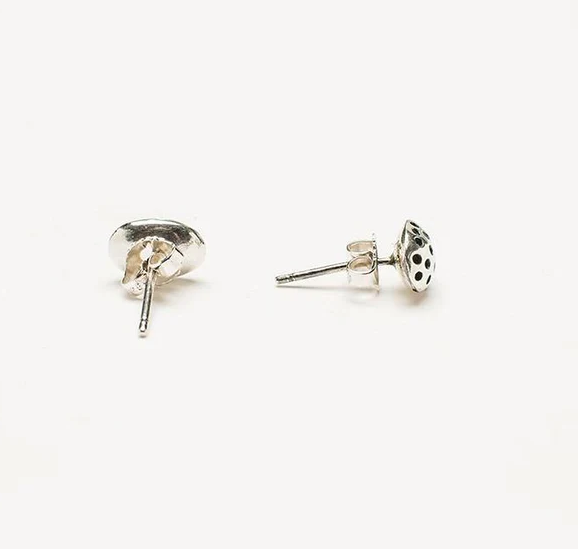 Ladybug Stud Earrings, Silver