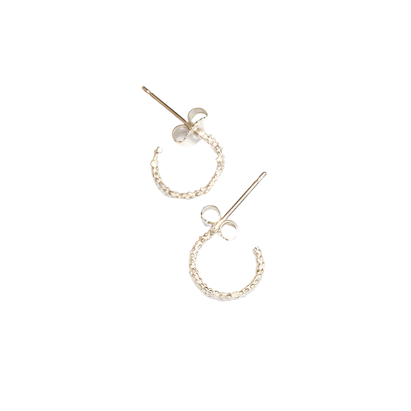 Tiny Bobbled Hoop Earrings, Silver