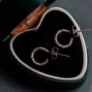 Tiny Bobbled Hoop Earrings, Silver