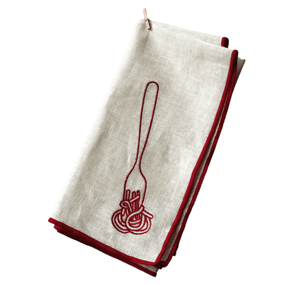 Linen Embroidery Napkins-Spaghetti