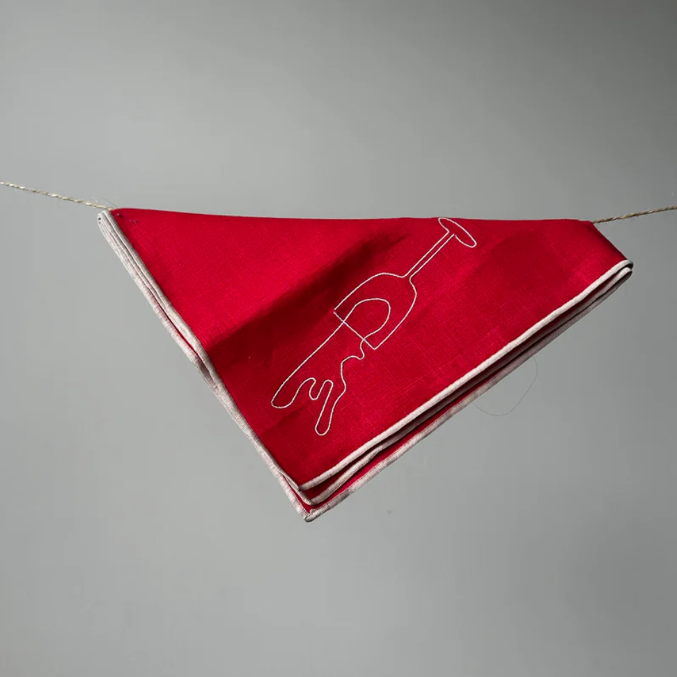 Linen Embroidery Napkins-Wine