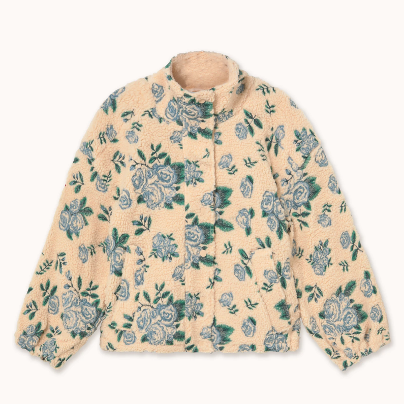 Vanilla Roses Print Sherpa Jacket