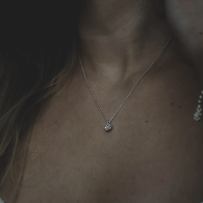 Sea Urchin Pendant, Silver with Crystal Stone