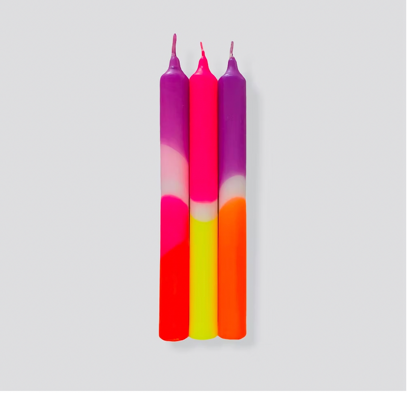 Pink Infusion Dip Dyed Neon Taper Candles