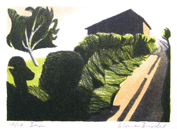 'Barn' Stone Lithograph, Unframed